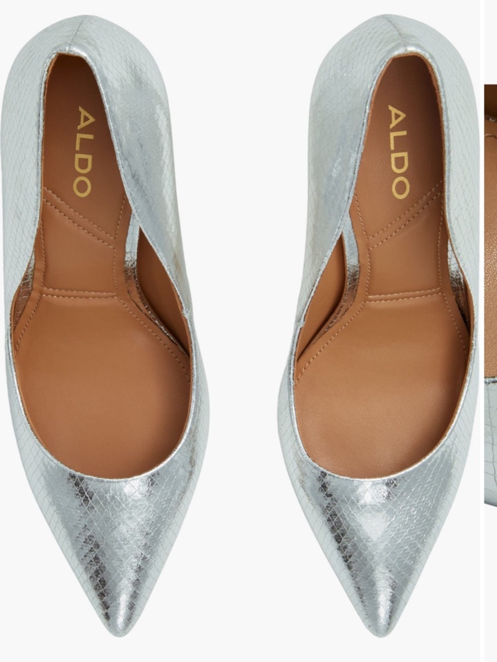 ALDO Metallic Silver Pointed-Toe Flats